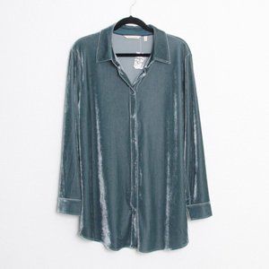 NEW Soft Surroundings Velvet Boyfriend Tunic Shirt Blue XL